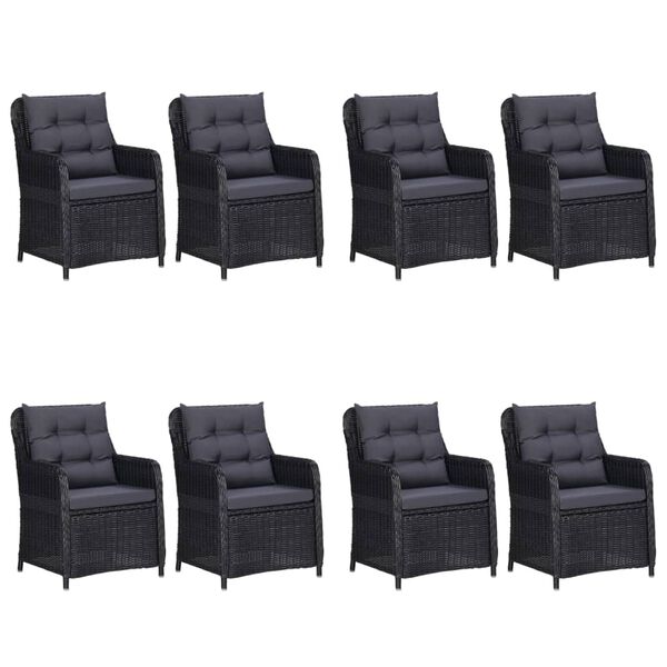 vidaXL Set de mobilier pentru grădină, 9 piese, negru
