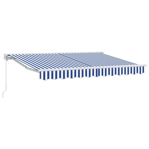 vidaXL Copertină retractabilă manuală Albastru și Alb 3 x 2,5 m