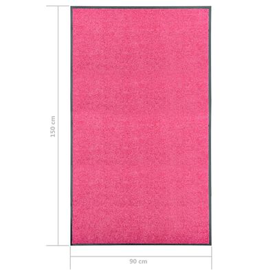 vidaXL Covoraș de ușă lavabil, roz, 90 x 150 cm