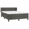 vidaXL Pat box spring cu saltea, gri &icirc;nchis, 140x190 cm, catifea