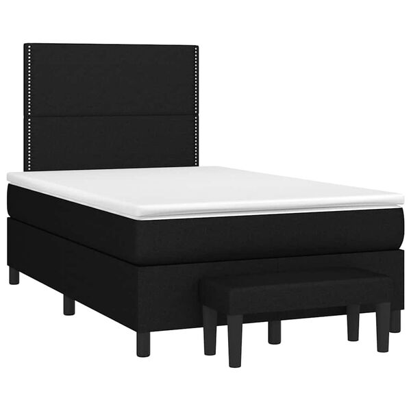 vidaXL Pat box spring cu saltea, negru, 120x190 cm, catifea
