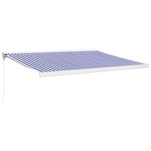 vidaXL Copertină retractabilă albastru/alb, 4x3 m, textil/aluminiu