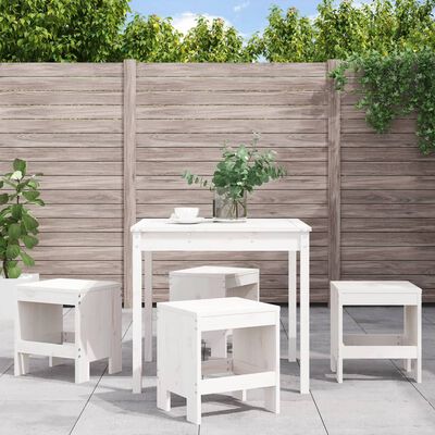 vidaXL Set de dining pentru grădină, 5 piese, alb, lemn masiv de pin
