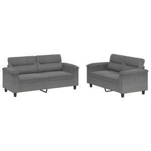 vidaXL Set de canapele cu perne, 2 piese, gri &icirc;nchis, microfibră