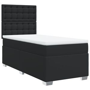 vidaXL Pat box spring cu saltea, negru, 100x200 cm, piele ecologică
