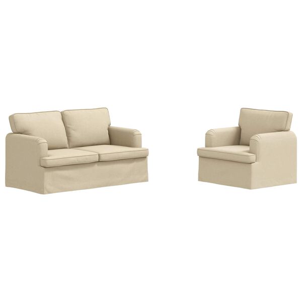 vidaXL Canapea 2 pcs Crem 144 x 80 x 85 cm țesătură