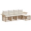 vidaXL Set de canapele de exterior 5 buc. Alb Natural și Crem