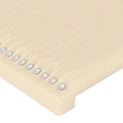 vidaXL Tăblie de pat cu LED, crem, 144x5x78/88 cm, textil