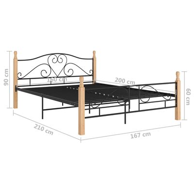 vidaXL Cadru de pat, negru, 160x200 cm, metal
