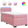 vidaXL Pat box spring cu saltea, roz, 100x200 cm, catifea