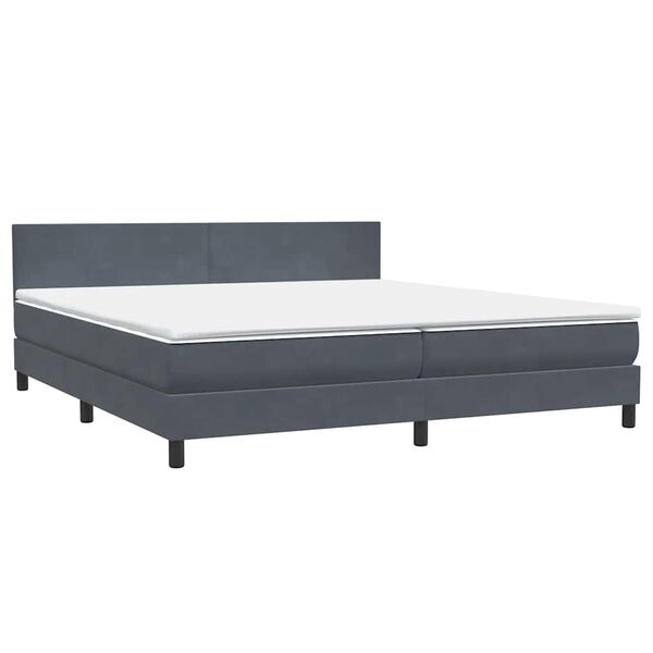 vidaXL Pat box spring cu saltea, gri &icirc;nchis, 180x210 cm, catifea