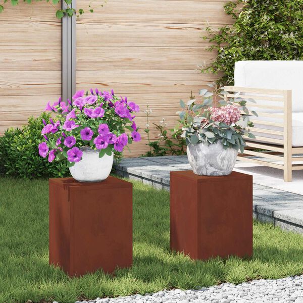 vidaXL Suport pentru plante 2 pcs Ruginit 24 x 24 x 35 cm