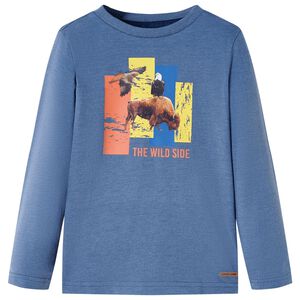 vidaXL Tricou copii m&acirc;neci lungi albastru melanj 116