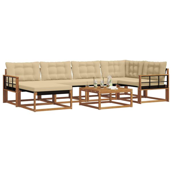 vidaXL Set de canapele de exterior cu pernă 19 pcs Natural și Bej