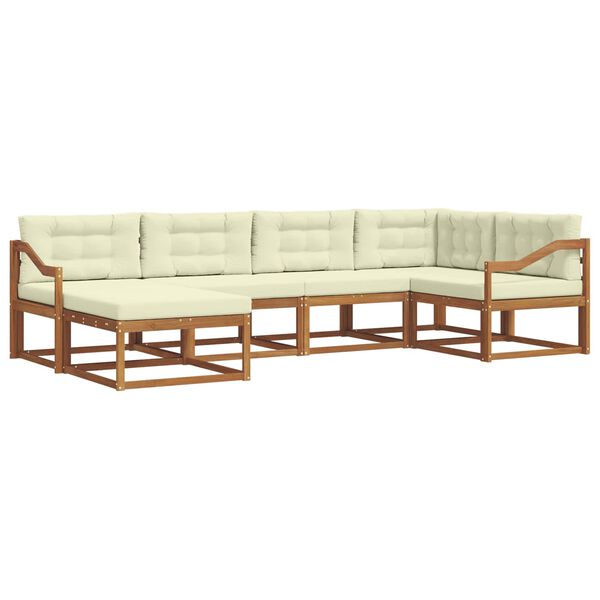 vidaXL Set de canapele de exterior cu pernă 6 pcs Natural și Crem