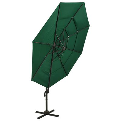 vidaXL Umbrelă de soare 4 niveluri, stâlp de aluminiu, verde, 3x3 m