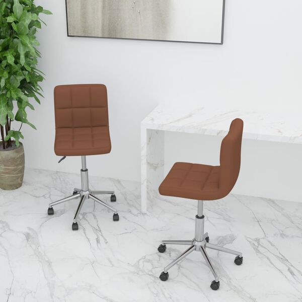 vidaXL Scaune de bucătărie pivotante, 2 buc., maro, material textil