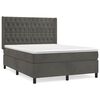 vidaXL Pat box spring cu saltea, gri &icirc;nchis, 140x190 cm, catifea