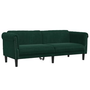 vidaXL Canapea cu 3 locuri, verde &icirc;nchis, catifea