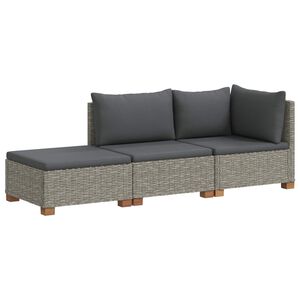 vidaXL 3 buc. Set de lounge din ratan cu perne GENDT Ratan Natural