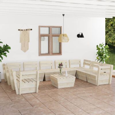 vidaXL Set mobilier grădină paleți, 10 piese, lemn de molid tratat