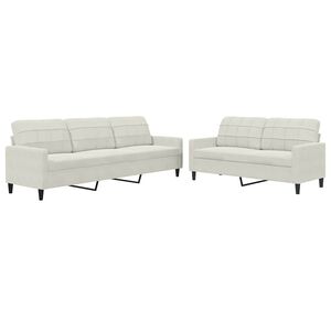 vidaXL Set de canapele cu perne, 2 piese, crem, catifea