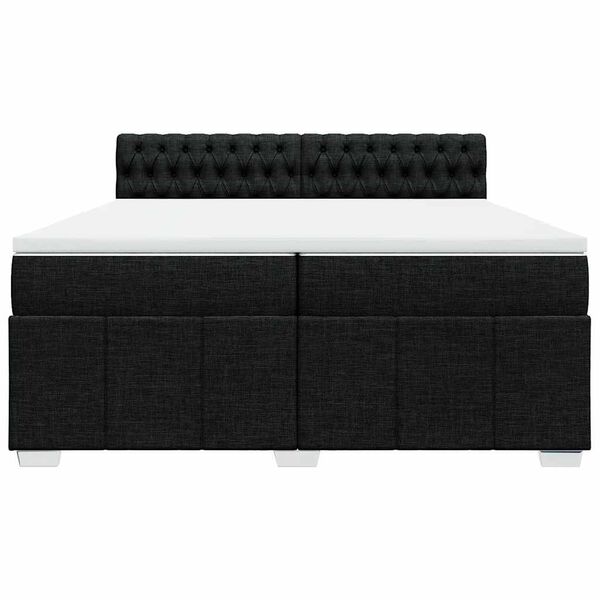 vidaXL Pat box spring cu saltea, negru, 200x200 cm, textil