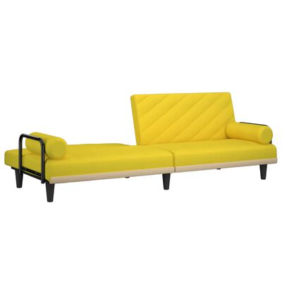 vidaXL Canapea extensibilă cu cotiere, galben deschis, textil