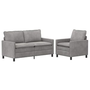 vidaXL Set de canapea 2 buc. Gri deschis Catifea