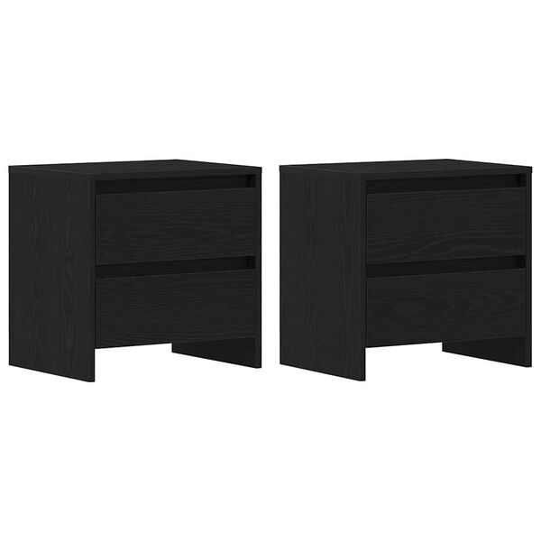 vidaXL Dulap de noapte cu sertar 2 pcs Stejar Negru 45 x 34 x 44,5 cm