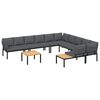 vidaXL Set canapea de grădină, 7 piese, cu perne, negru, aluminiu