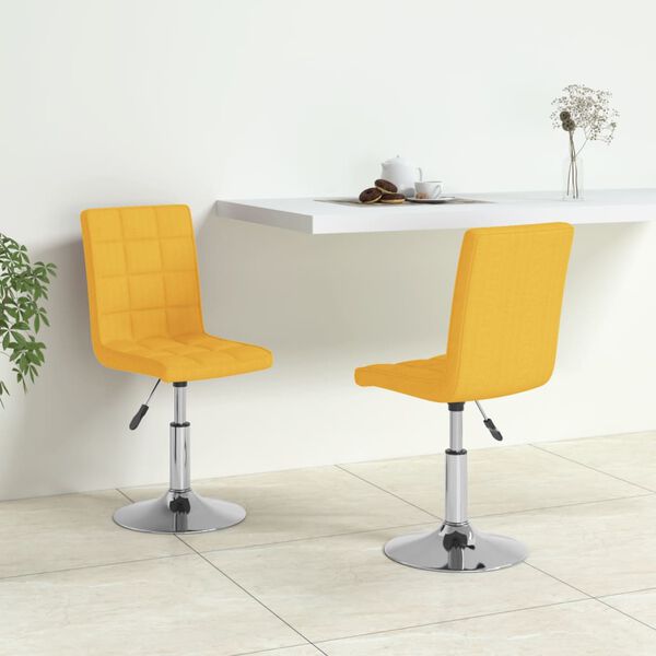 vidaXL Scaune de bucătărie pivotante, 2 buc., galben muștar, textil