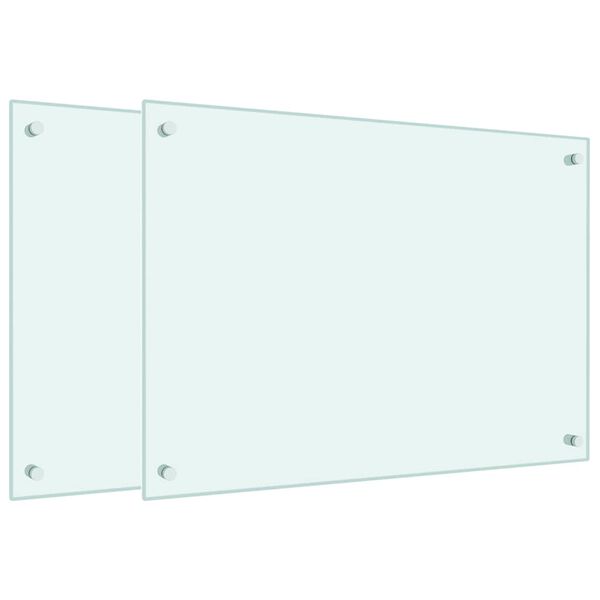 vidaXL Panou antistropi bucătărie 2 buc. alb 70x50cm sticlă securizată