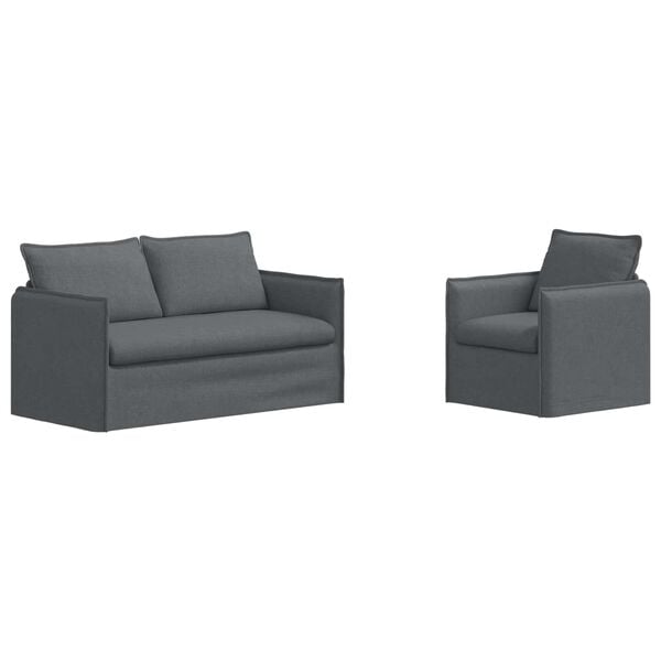 vidaXL Set de canapea 2 pcs Gri &icirc;nchis 156 x 82 x 85 cm Țesătură