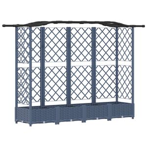 vidaXL Pat Ridicat cu Trellis și Acoperiș Gri 203,5 x 40 x 125 cm PP