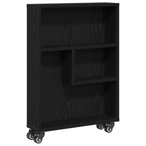 vidaXL Trolley pentru Depozitare &Icirc;ngust Stejar Negru 48 x 13 x 68 cm