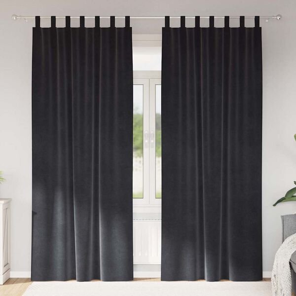 vidaXL Perdele opace 2 pcs Gri &icirc;nchis 140 x 225 cm Catifea