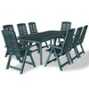 vidaXL Set mobilier de exterior, 9 piese, verde, plastic