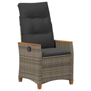 vidaXL Scaun de grădină rabatabil Gri și gri &icirc;nchis 64 x 57,5 x 112 cm