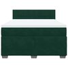 vidaXL Pat box spring cu saltea, verde &icirc;nchis, 140x200 cm, catifea