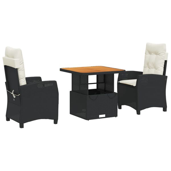 vidaXL Set mobilier de grădină cu perne, 5 piese, negru, poliratan