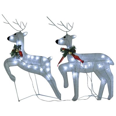 vidaXL Decor de Crăciun cu reni și sanie, 140 LED-uri, alb, exterior
