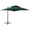 vidaXL Umbrelă în consolă cu înveliș dublu, verde, 250x250 cm