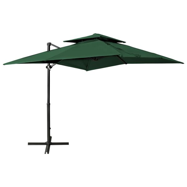 vidaXL Umbrelă în consolă cu înveliș dublu, verde, 250x250 cm