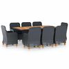 vidaXL Set mobilier exterior cu perne, 9 piese, gri &icirc;nchis, poliratan