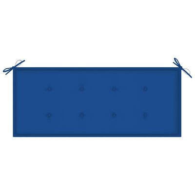 vidaXL Bancă Batavia cu pernă albastru regal, 120 cm, lemn masiv tec