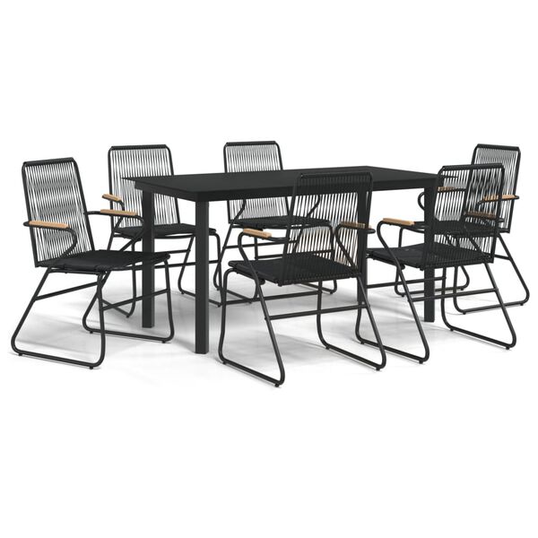 vidaXL Set mobilier de grădină, 7 piese, negru, ratan PVC