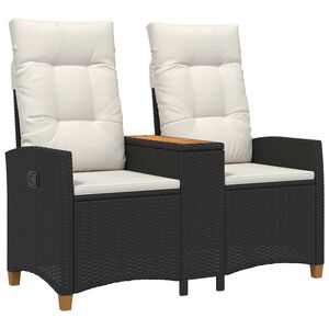 vidaXL Bancă reclinabilă cu masă 2 -Seater 126 x 65 x 112 cm poliratan