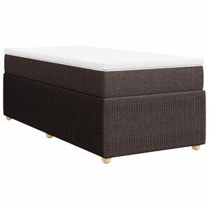 vidaXL Pat box spring cu saltea, maro &icirc;nchis, 90x200 cm, textil