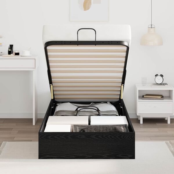 vidaXL Cadru de pat otoman Stejar Negru 193 x 120 x 25 cm PAL